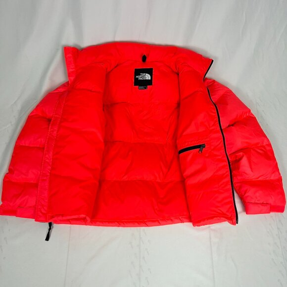 Men's The North Face 1996 Nuptse 700 Fill Down Jacket Size L Brilliant Coral - Picture 3 of 15